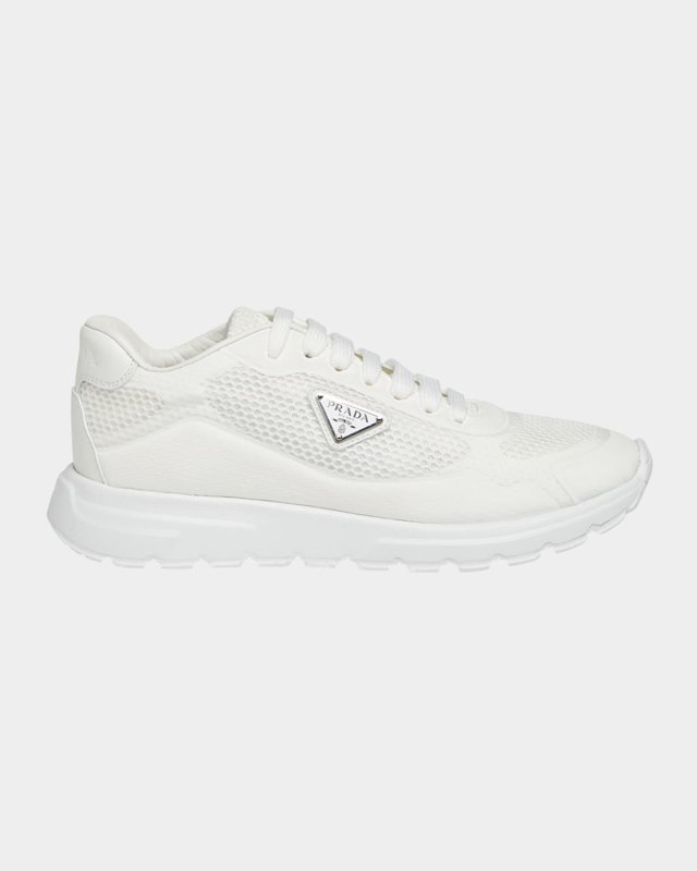 Rete Net Leather Lace-Up Sneakers